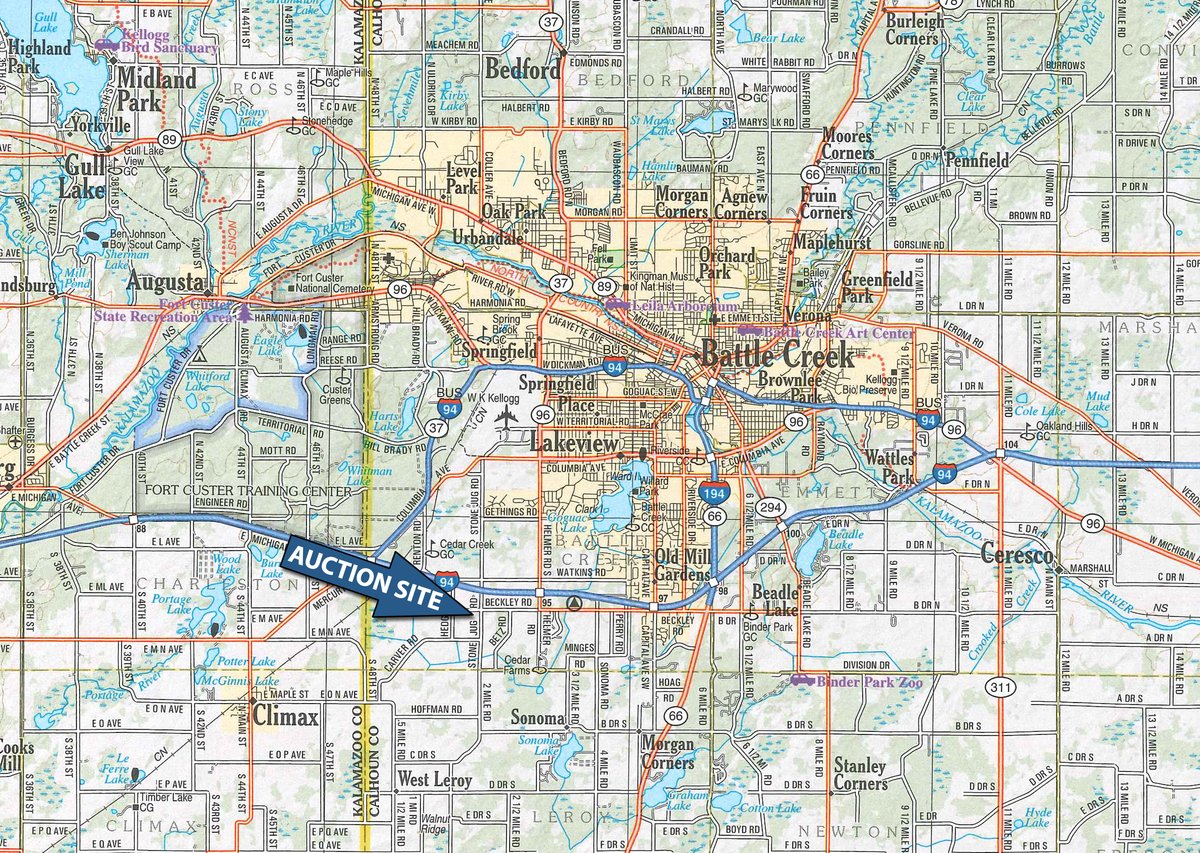 Area map - FARM EQUIPMENT AUCTION IN CALHOUN COUNTY, MICHIGAN